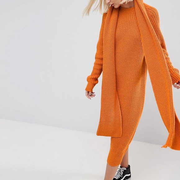 ASOS Dresses & Skirts - ASOS chunky knit dress mid dress with scarf detail